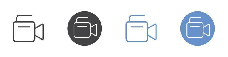 Camera icon Flat set in black and white color vector