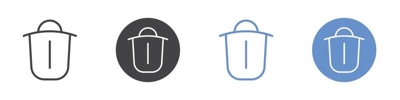 Trash icon Flat set in black and white color vector