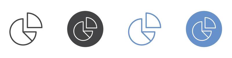 Pie chart icon Flat set in black and white color vector