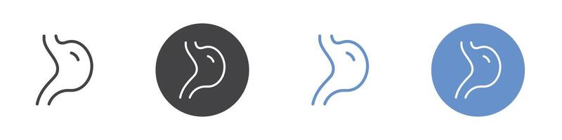 Stomach icon Flat set in black and white color vector