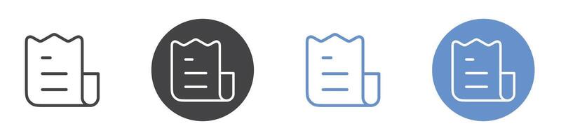 Reciept icon Flat set in black and white color vector