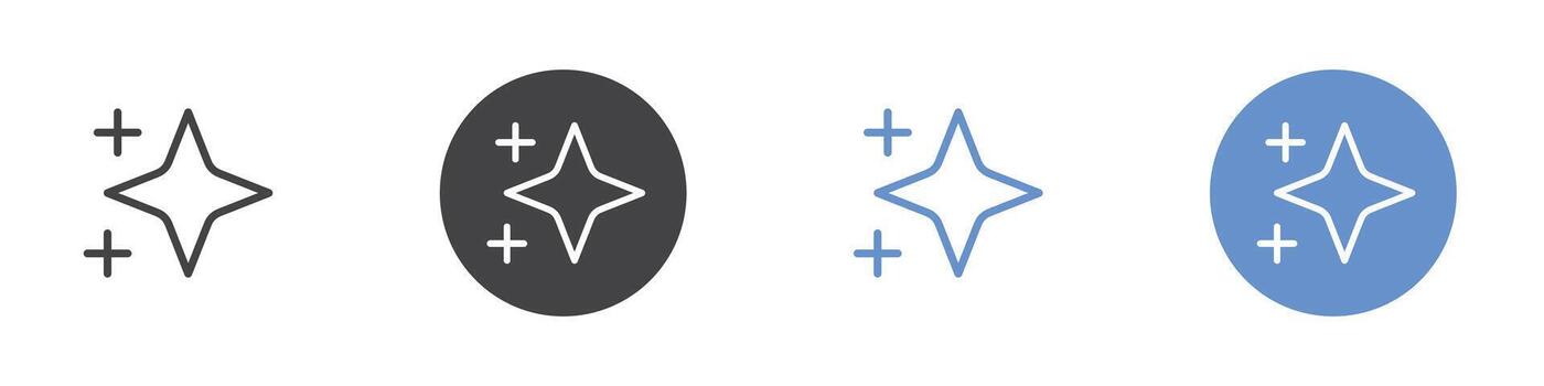 Sparkles icon Flat set in black and white color vector