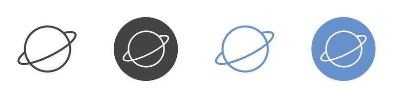Planet icon Flat set in black and white color vector
