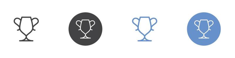 Trophy icon Flat set in black and white color vector