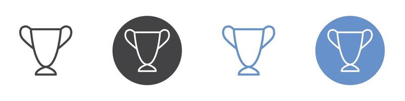 Trophy icon Flat set in black and white color vector