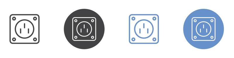 Socket icon Flat set in black and white color vector