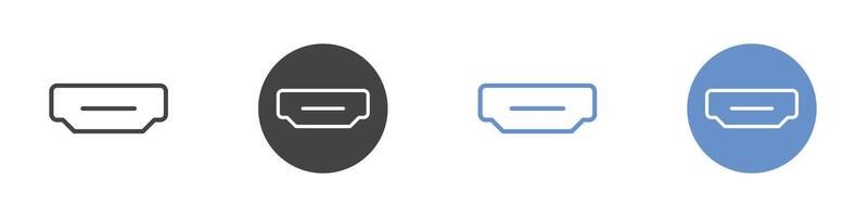 HDMI port icon Flat set in black and white color vector