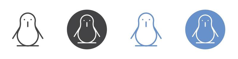Penguine icon Flat set in black and white color vector