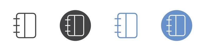 Notebook icon Flat set in black and white color vector