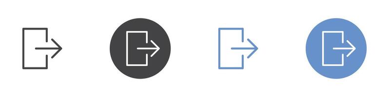 Log out icon Flat set in black and white color vector