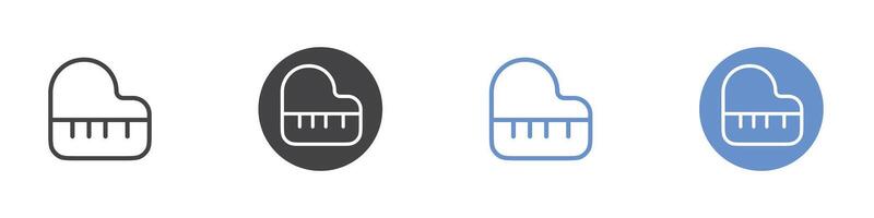 Piano icon Flat set in black and white color vector