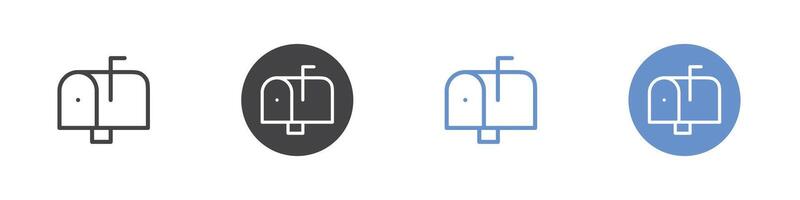 Mailbox icon Flat set in black and white color vector