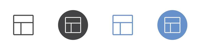 Layout left icon Flat set in black and white color vector