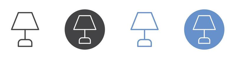 Lamp icon Flat set in black and white color vector