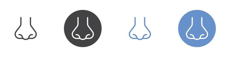 Nose icon Flat set in black and white color vector