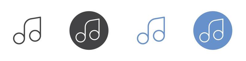 Music icon Flat set in black and white color vector