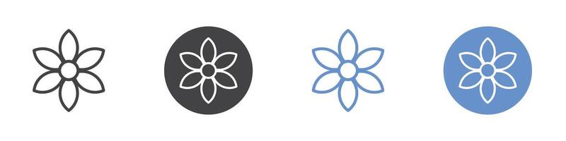 Flower icon Flat set in black and white color vector