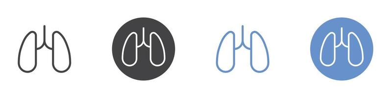 Lungs icon Flat set in black and white color vector