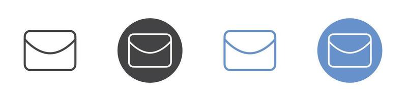 Mail icon Flat set in black and white color vector