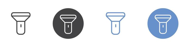 Flashlight icon Flat set in black and white color vector