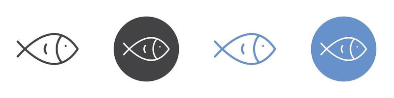 Fish icon Flat set in black and white color vector
