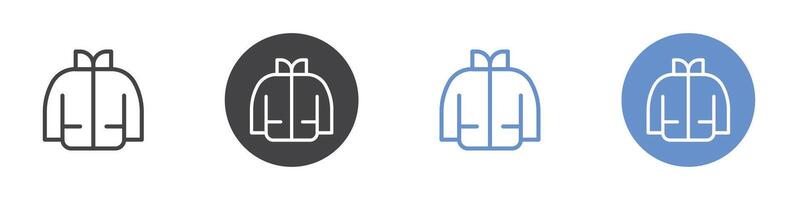 Jacket icon Flat set in black and white color vector