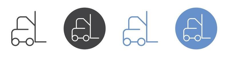 Forklift icon Flat set in black and white color vector