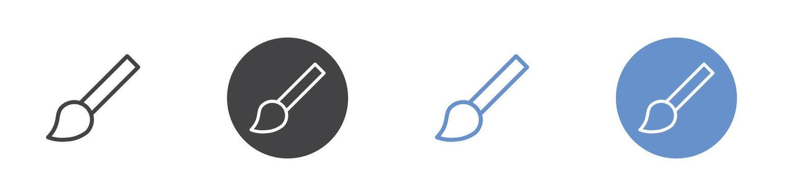 Paint brush icon Flat set in black and white color
