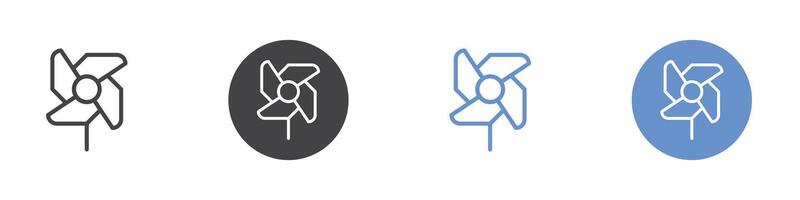 Wind mill icon Flat set in black and white color vector