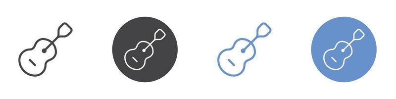 Guitar icon Flat set in black and white color vector