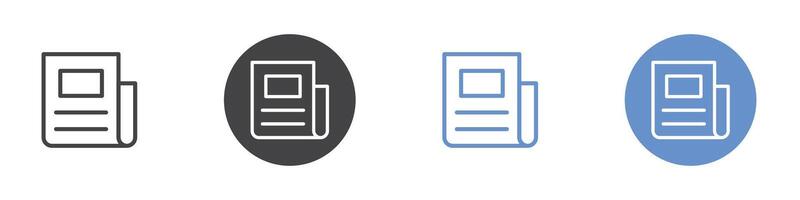 News paper icon Flat set in black and white color vector