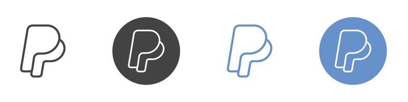 Paypal icon Flat set in black and white color vector