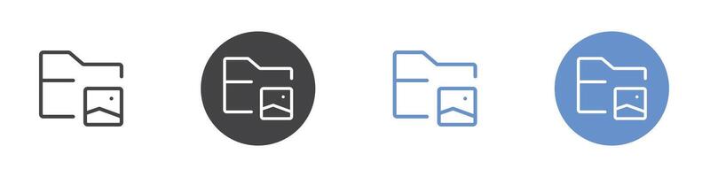 Image folder icon Flat set in black and white color vector