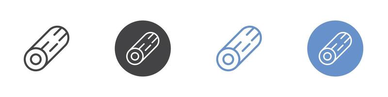 Wood log icon Flat set in black and white color vector