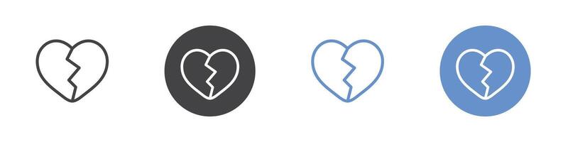 Heart broken icon Flat set in black and white color vector