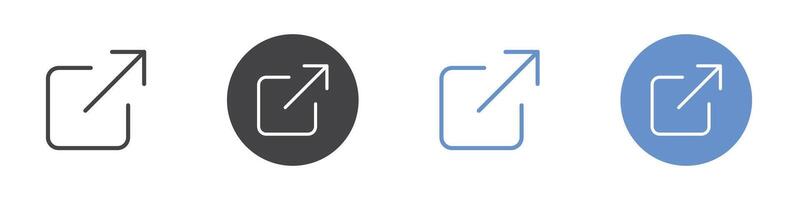 External link icon Flat set in black and white color vector