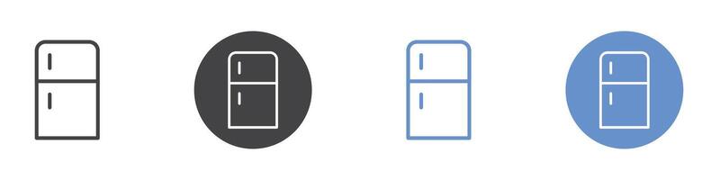 Fridge icon Flat set in black and white color vector