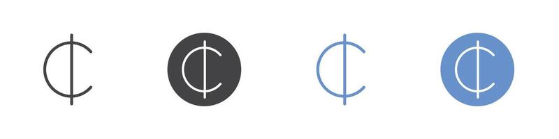 Cedi icon Flat set in black and white color vector