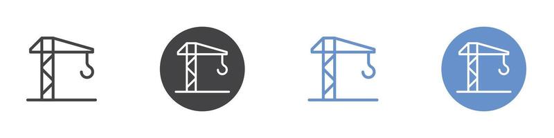 construction crane icon Flat set in black and white color vector
