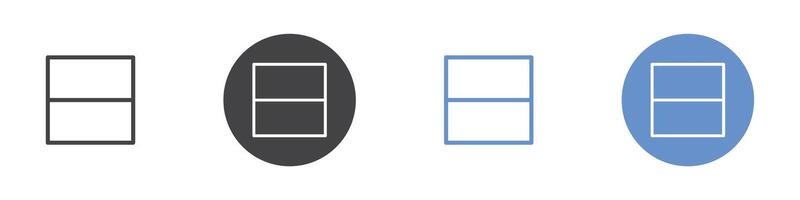 Horizontal half layout icon Flat set in black and white color vector