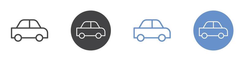 Car icon Flat set in black and white color vector
