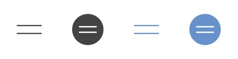 Equal icon Flat set in black and white color vector