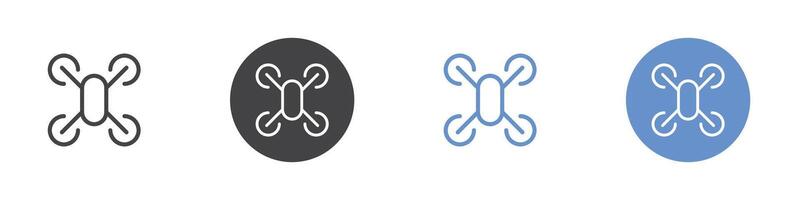 Drone icon Flat set in black and white color vector
