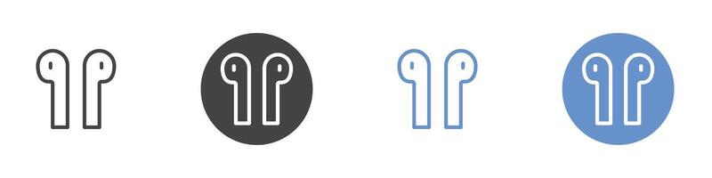 Airpods icon Flat set in black and white color vector