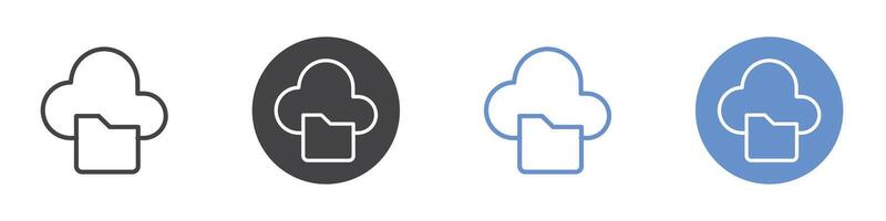 Cloud folder icon Flat set in black and white color vector