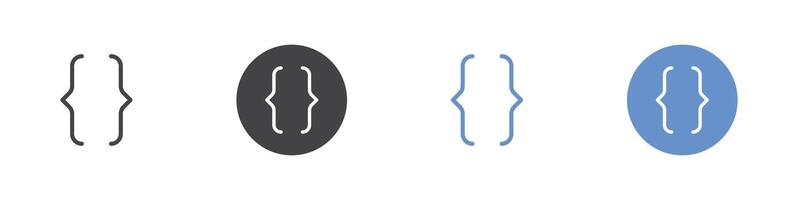 Curly bracket icon Flat set in black and white color vector