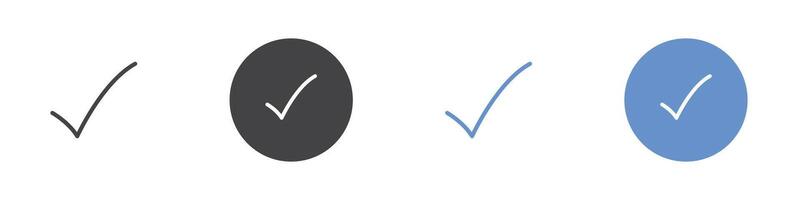 Checkmark icon Flat set in black and white color vector