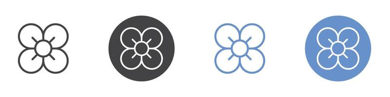 Flower icon Flat set in black and white color vector