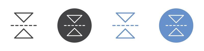 Horizontal reflection icon Flat set in black and white color vector