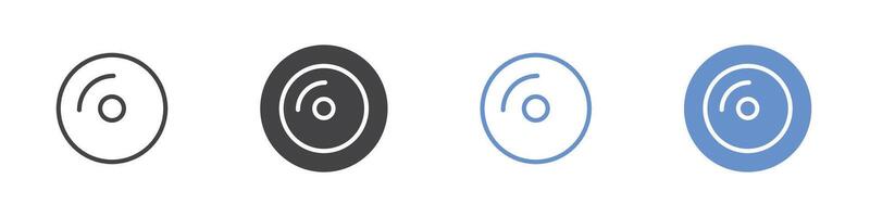 Compact disk icon Flat set in black and white color vector